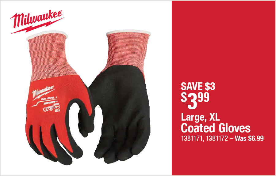 Large, XL Coated Gloves